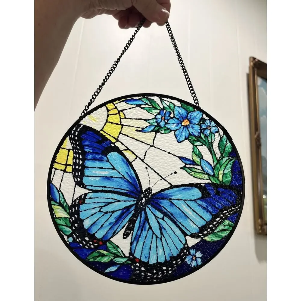 Butterfly Stained Glass Suncatcher, Window Suncatcher Hanging 7.8